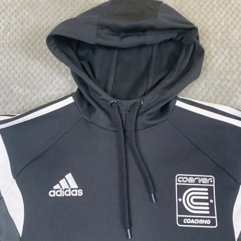 Adidas Coerver Coaching Mens Large Soccer Training Hoodie Black F76991